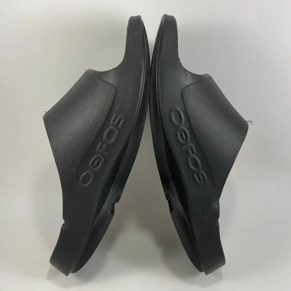 Oofos Ooahh Sport Flex Slide Sandal Mens Size 8 Black Comfort Shoes Recovery
